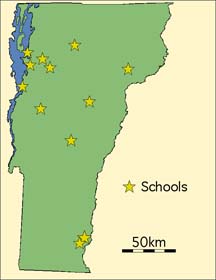 Schools
contributing to the first LCP site