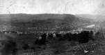 Birdseye view of town and river
