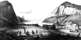 Engraving of Lake Willoughby and Lake House