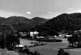 View of village and open fields