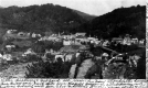Bird's eye view of town on postcard