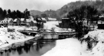 Town and bridge in winter