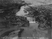 Aerial Photograph of the Winooski River, Pontoon Bridge, Dam, and Washed out Bridge