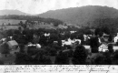 Bird's eye view of village and surrounding fields