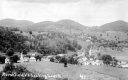 Bird's eye view of village and surrounding fields