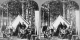 Group of Men Relaxing at Camp Kinney in Front of Tents