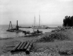 Unloading construction supplies at Shelburne Farms Harbor