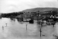 Utility Poles and Houses Submerged in Flood Waters