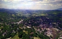 Aerial View of Railroad, Town, and Hillside