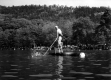Chair on log in Lake Dunmore