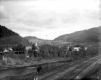 Village and railroad tracks