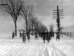 Students on a Snow Covered Road