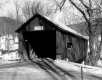 Covered Bridge with Stone Wall in Background