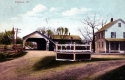 Handcolored View of Covered Bridge and Pavilion in Pittsford
