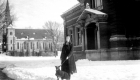 Woman Outside Fletcher Free Library