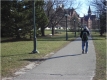 Walking toward Williams Hall on the Green