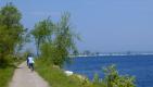 Biking over Colchester Point Causeway
