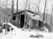 Wooden hut with metal roof