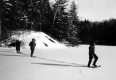 Snowshoeing across Belding Pond