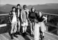 Five hikers on Bromly Mountain lookout tower