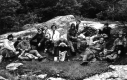 Group of hikers having lunch on Snake Mountain