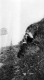 Boy sitting on rock outcrop