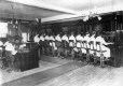 A telephone switchboard room