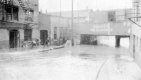 Flooded street and buildings