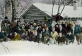 Showshoers in Front of Taylor Lodge