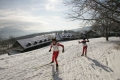 Skate-skiing in front of Trapp Family Lodge