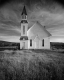 Church in Field in front of Hills