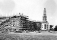 Construction on Hepburn Hall and Mead Chapel at Middlebury College