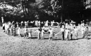 Circle of people dancing at Trapp Family Music Camp
