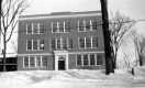 Brick Building with Snow