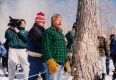 Howard Dean tapping sugar maple tree