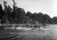 Canoeing and Swimming on Beach at St. Anne's Camp in Isle La Motte