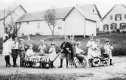 Children having ice cream in front of Woodbury Building