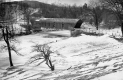 Covered bridge in a winter scene