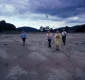 Cathleen Bissan, Mary Warrell, Margaret Bailey and Bill Warrell on Larocque field