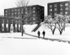 Cadets walking through snowy Norwich University campus