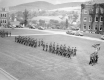 Cadets in march on campus green at Norwich