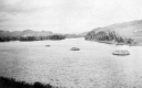 Boom anchors in river, north of McIndoes Falls