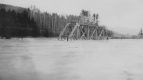 Bridge in floodwaters