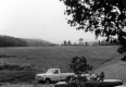 Two automobiles stopped on Levi Vance Farm