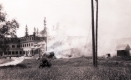 Burning building of the Bread Loaf Inn 