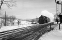 Train Pulling into Station in Winter