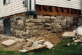 Stone foundation on a wood-framed house