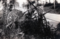 Crashed wooden wagon