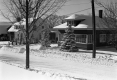 Wood-framed houses in the snow