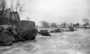 Waterfall and leafless deciduous trees